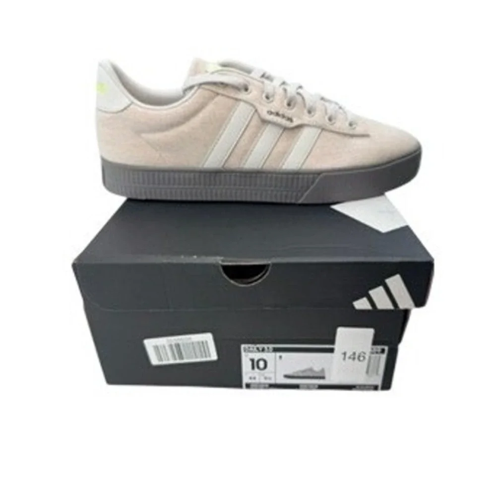 Adidas Daily 3.0 Mens Sneakers‎ Beige Grey Lime Green Canvas Skate Shoes 10